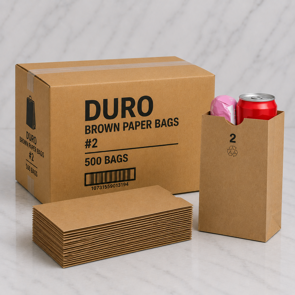 Duro Brown Kraft Paper Bags #2 (500 Ct)