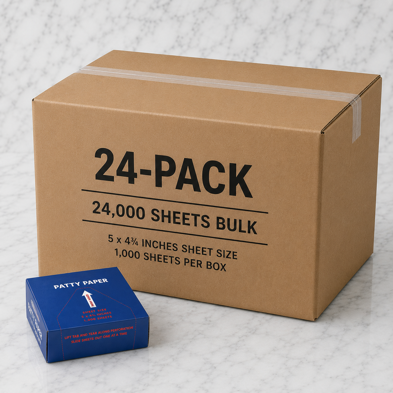 Wax Patty Paper Sheets 5x4 3/4 Bulk Case (24 x 1000 Ct)