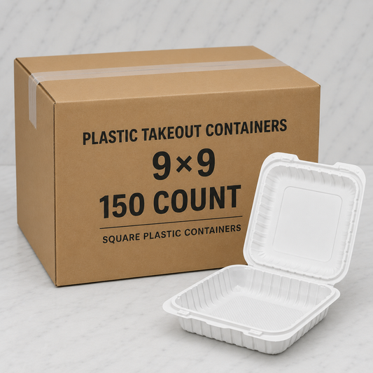 Plastic Takeout Containers 9x9 (150 Ct)