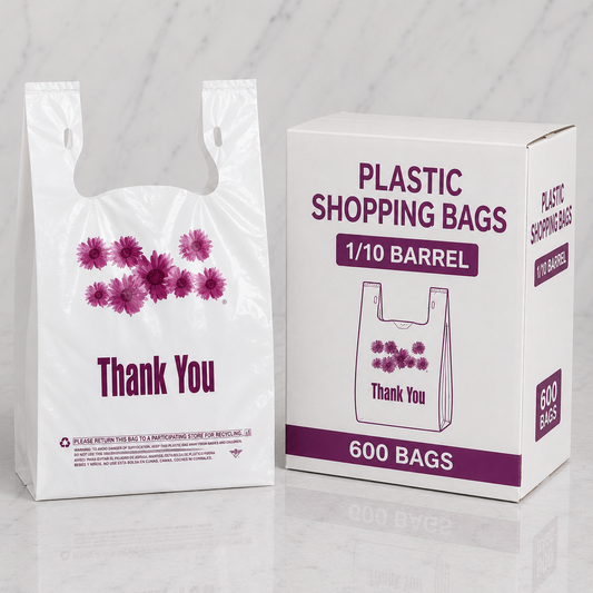 Plastic Shopping Bags 1/10 Barrel (600 Ct)