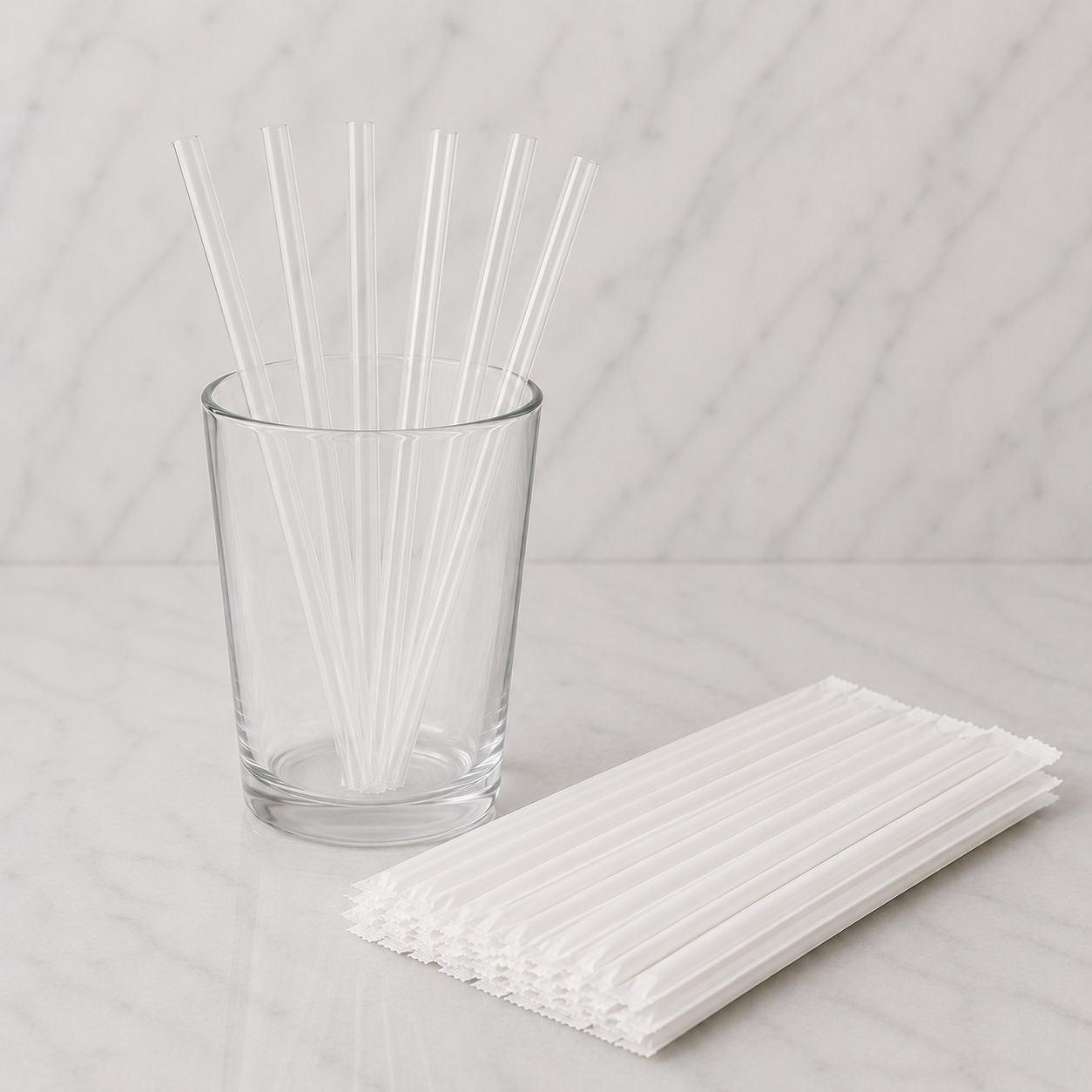 Wrapped Plastic Straws 7.75" (300 Ct)