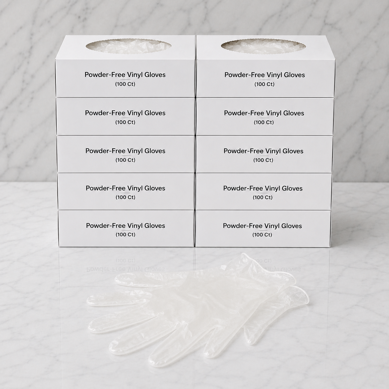 Powder-Free Vinyl Gloves Large 10-Pack (1000 Ct)