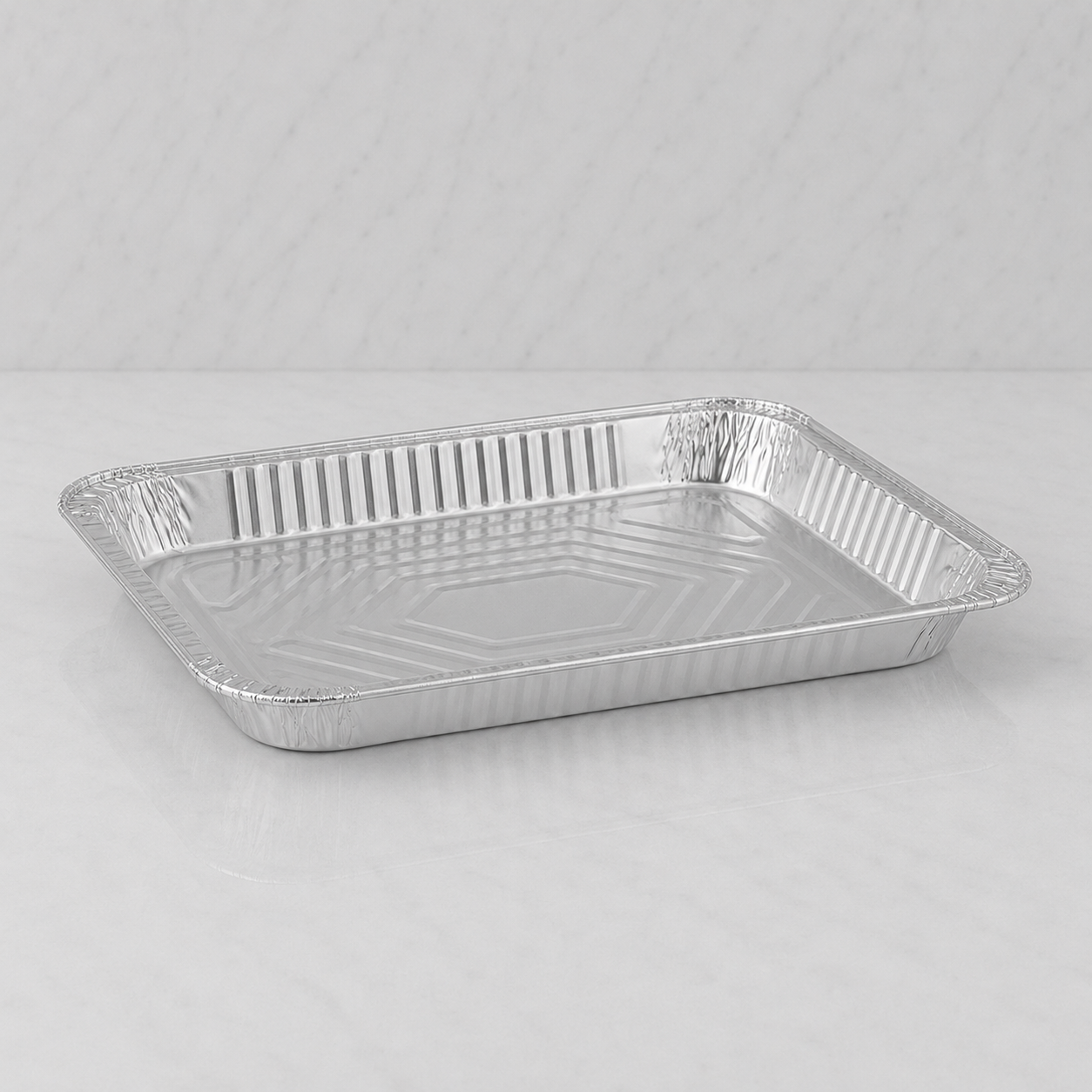 Aluminum foil tray on a gray background