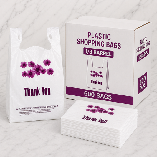 Plastic Shopping Bags 1/8 Barrel (600 Ct)