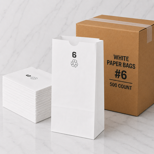 White Kraft Paper Bags #6 (500 Ct)
