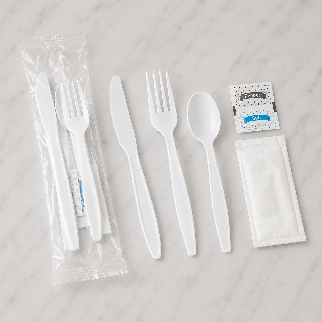 Wrapped Cutlery Sets with Salt & Pepper (250 Ct)